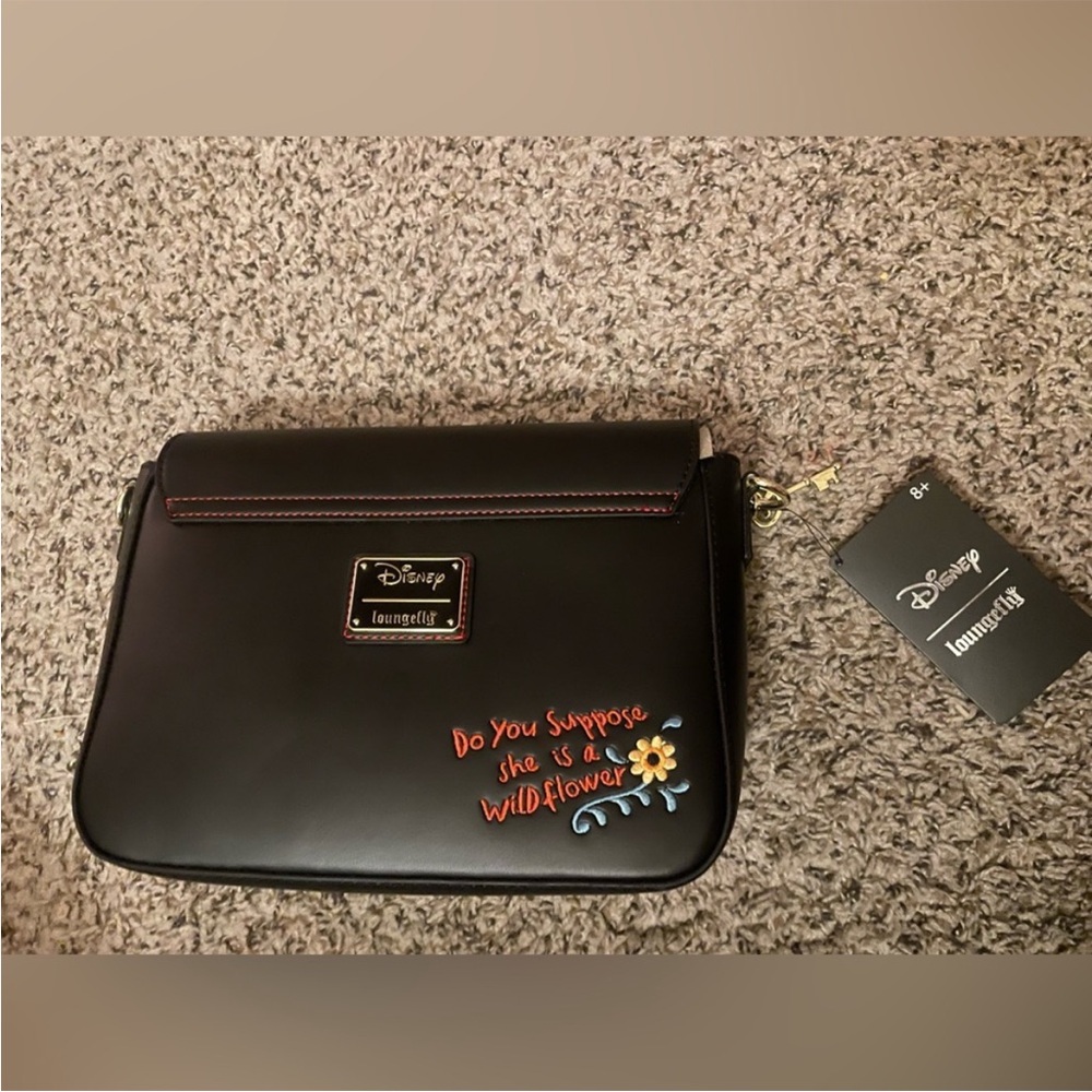 Loungefly Black Crossbody Bag with Floral Design - Picture 2 of 3